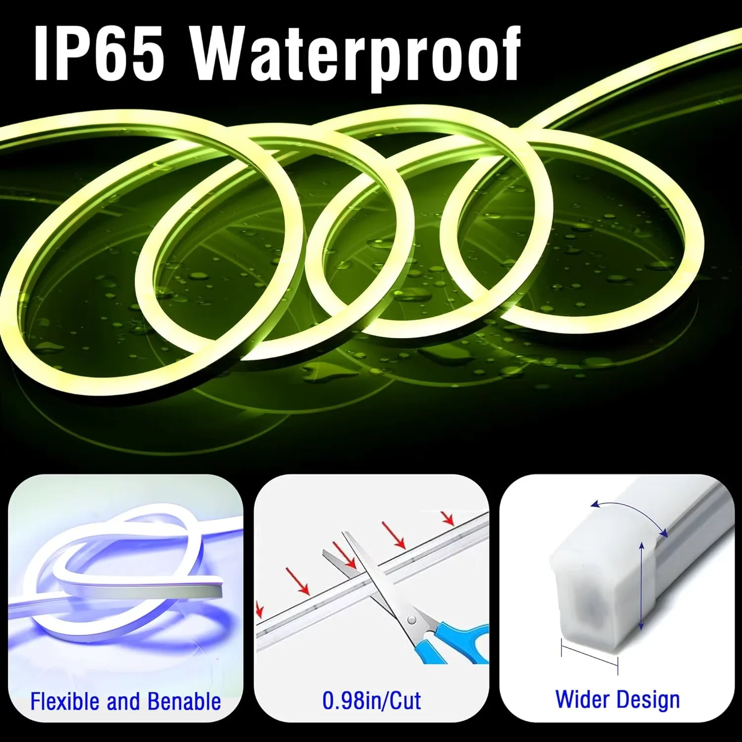 1M/10M RGB Neon Light Strip with APP &Remote, Color Change Waterproof Music Sync Mode for Bedroom Room Outdoors Decro